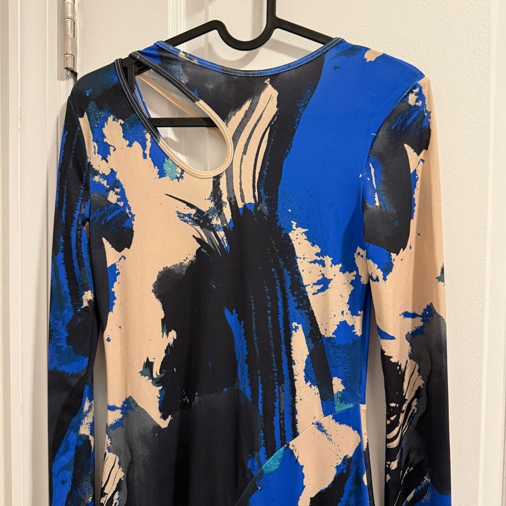 H&M Blue and Black Abstract Long Sleeve Dress size XS - Picture 10 of 10